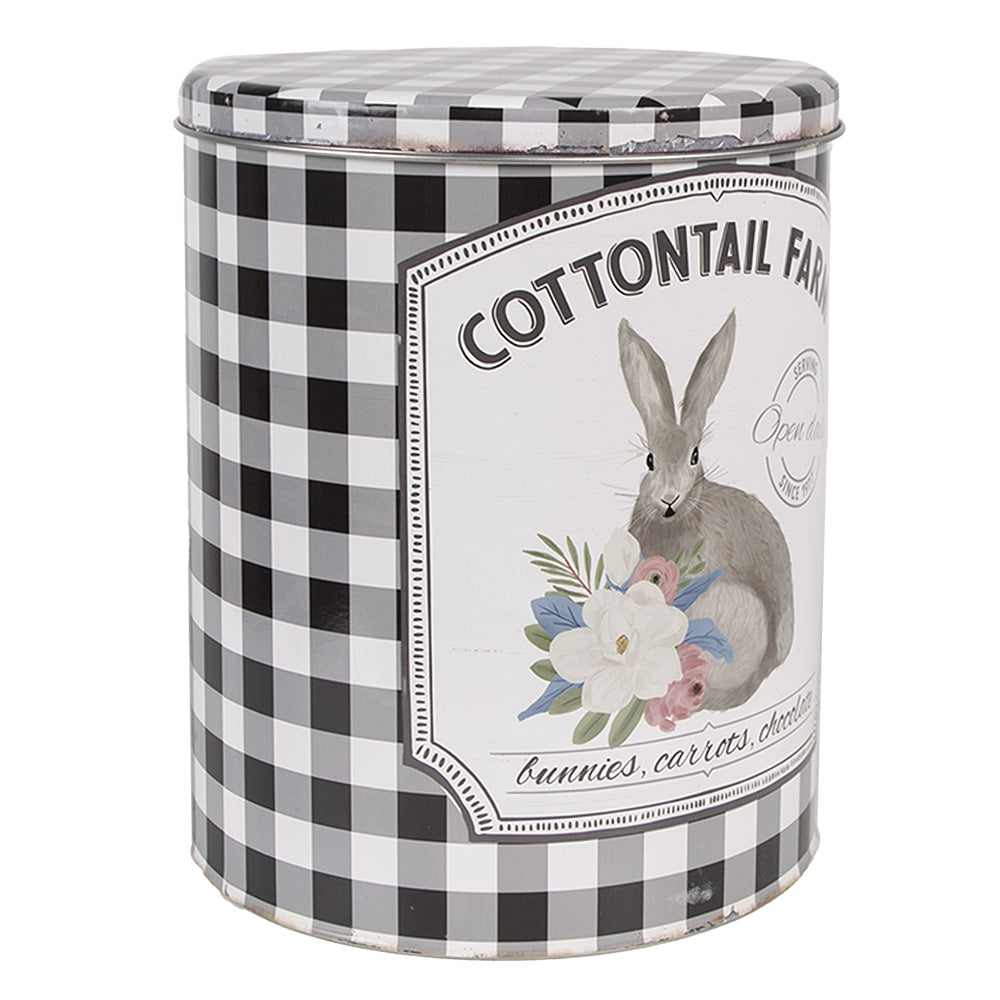 Vintage Checkered Bunny Storage Tins – Set of 2 (Ø 20 cm)