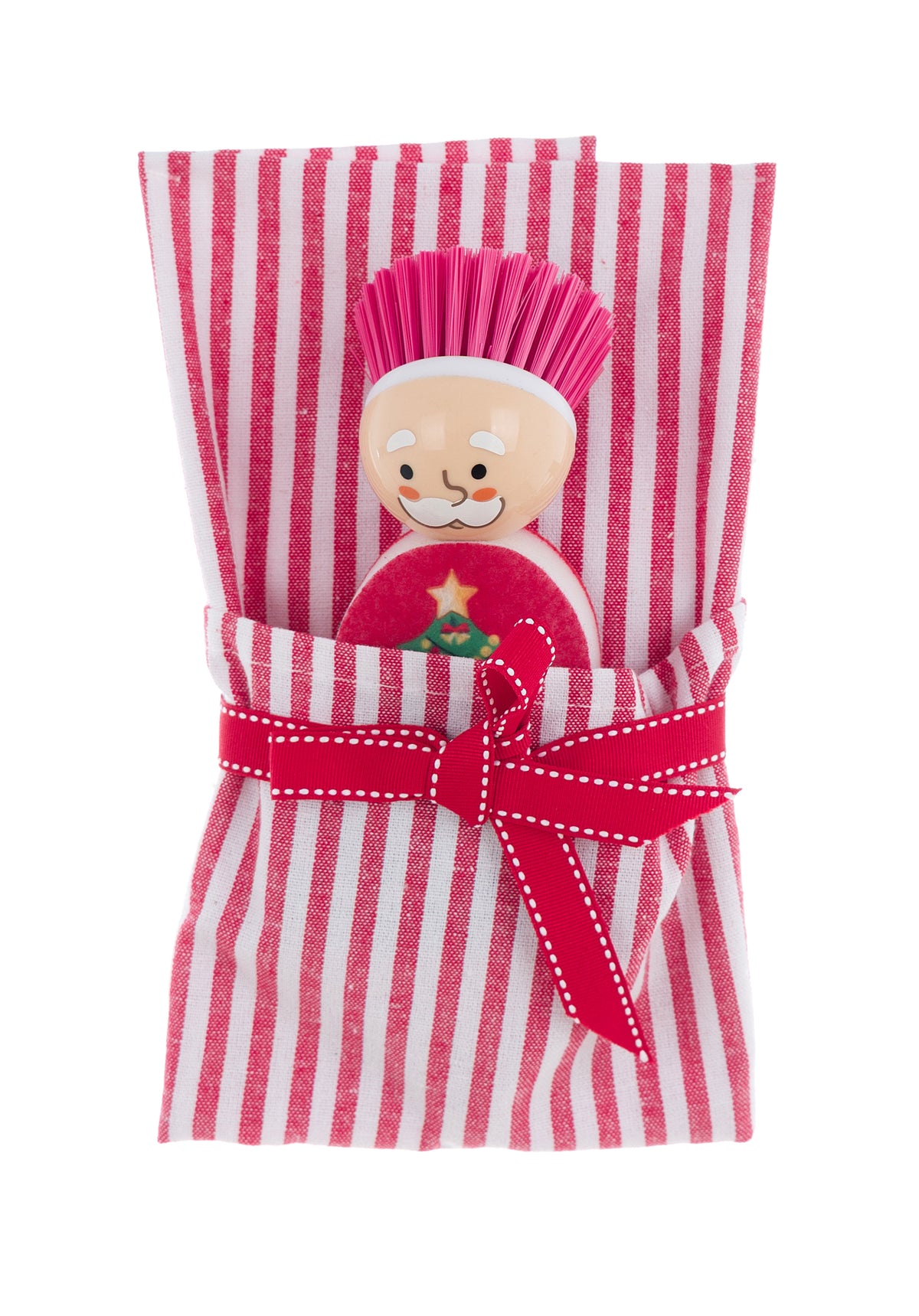Set regalo Strofinaccio con Spugna e Spazzolino Natalizio Blanc Mariclò