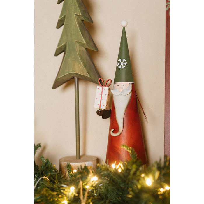 Set of 2 Santa Claus with Gift – Metal Christmas Decorations Nuvole di Stoffa