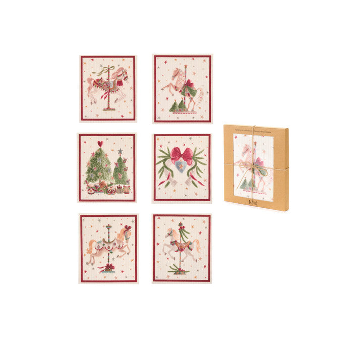 S/6 Spugne cucina La Giostra di Amélie 17.2x19.4 cm – Nuvole di Stoffa