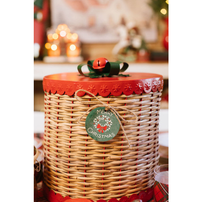 Wicker and Metal Gift Boxes Christmas Card (Set of 2)