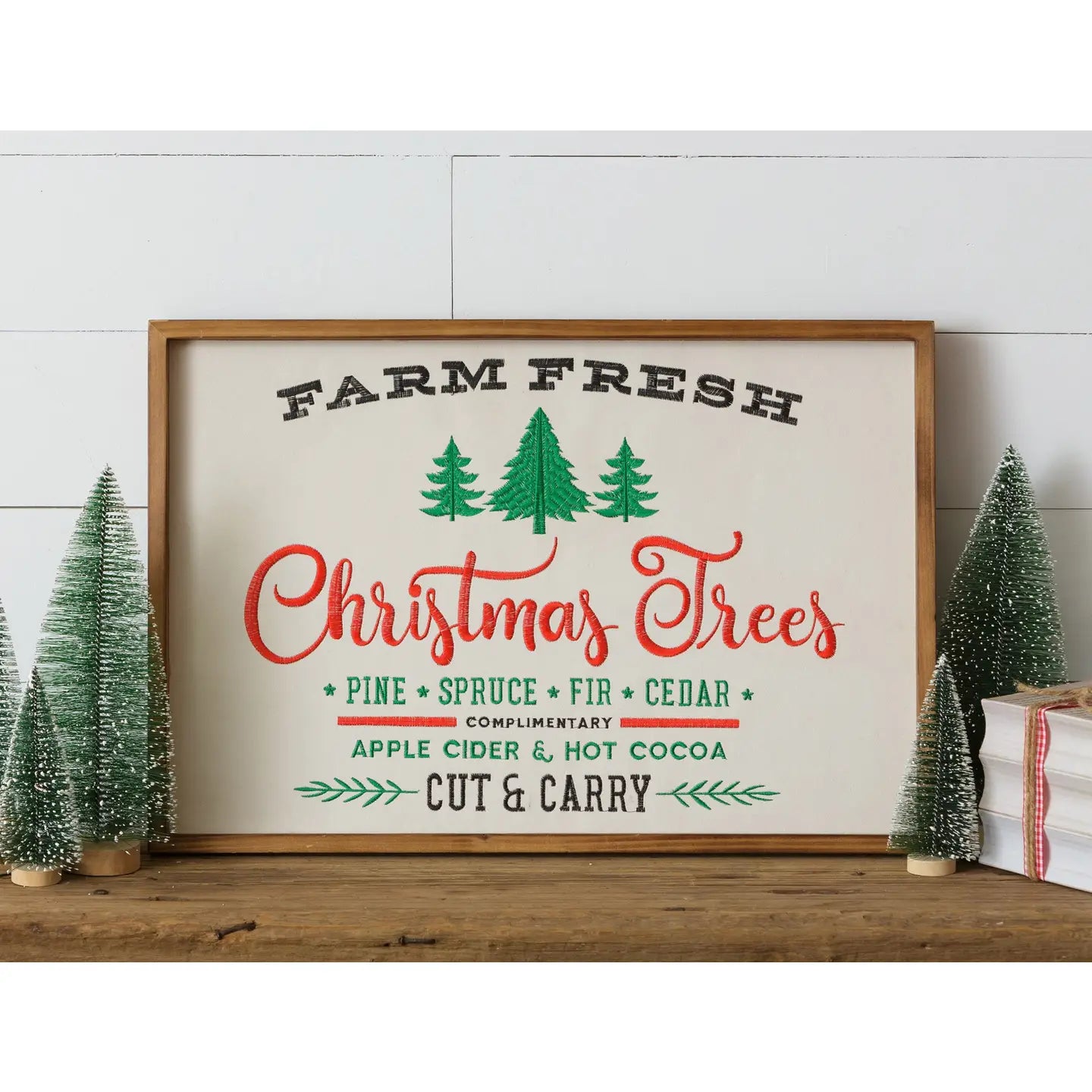Christmas Trees Embroidered Picture