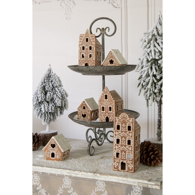 Albero Decorativo Innevato su Base in Legno – Clayre & Eef | Decorazione Natalizia 53 cm