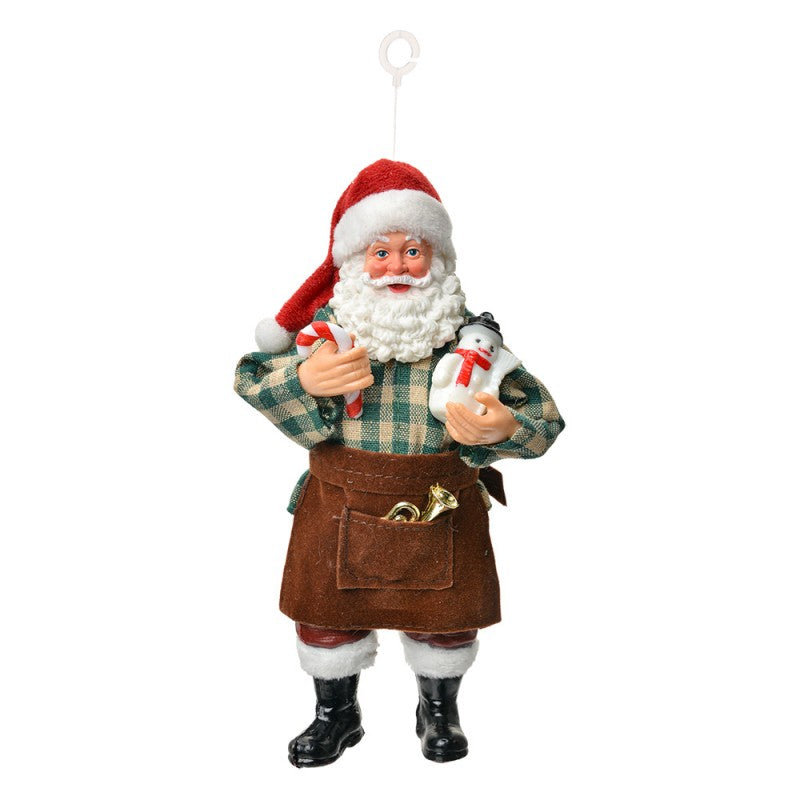 Decorazione Albero Babbo Natale con Pupazzo di Neve – Clayre & Eef | Ornamento Natalizio 17 cm