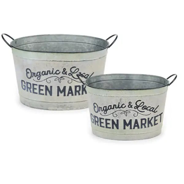 Set of metal tubs