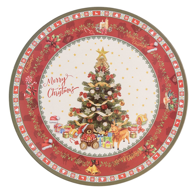 Piatto Natalizio decorativo con Albero di Natale 33 cm – Clayre & Eef