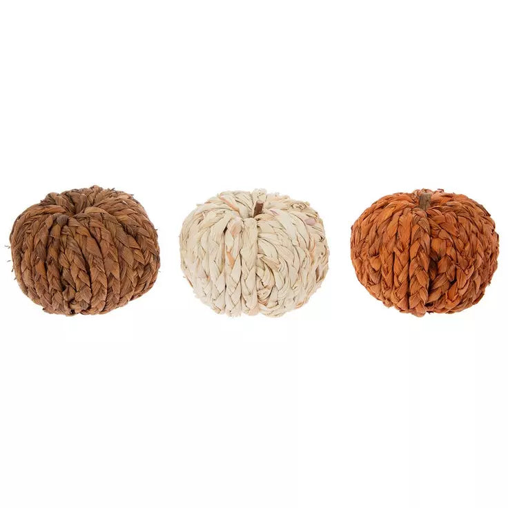 Zucche in rattan - set da tre