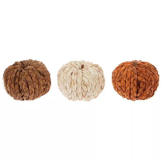 Zucche in rattan - set da tre