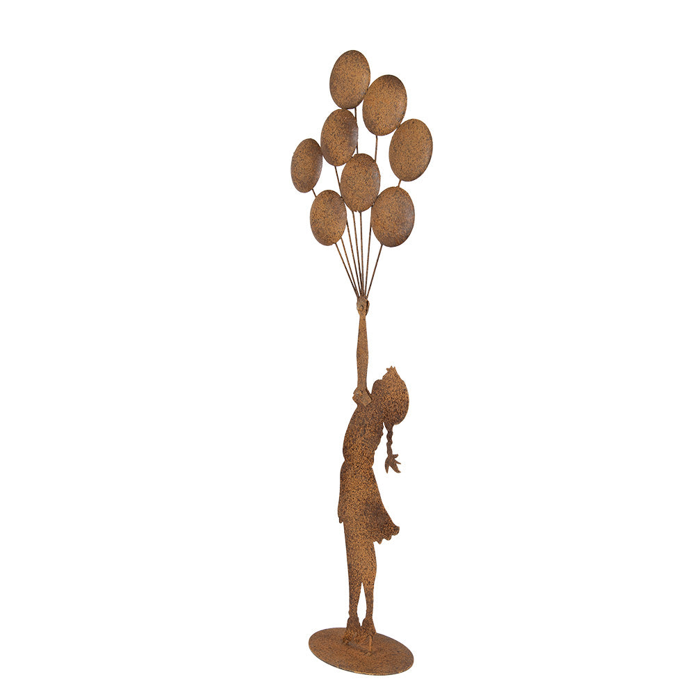 Statuetta bimba in ferro con palloncini