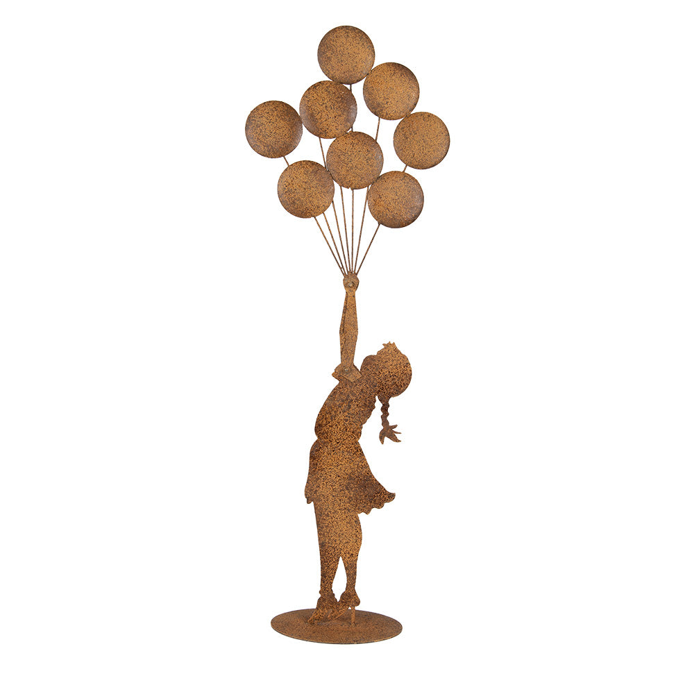 Statuetta bimba in ferro con palloncini