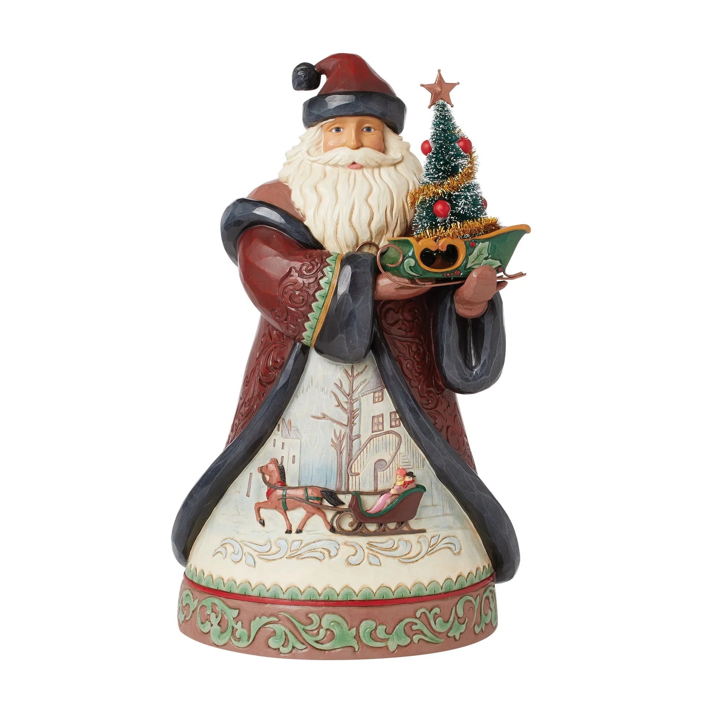 Jim ShoreManor Santa with Sled & Sisal Tree Figurine 28 cm - Heartwood Creek