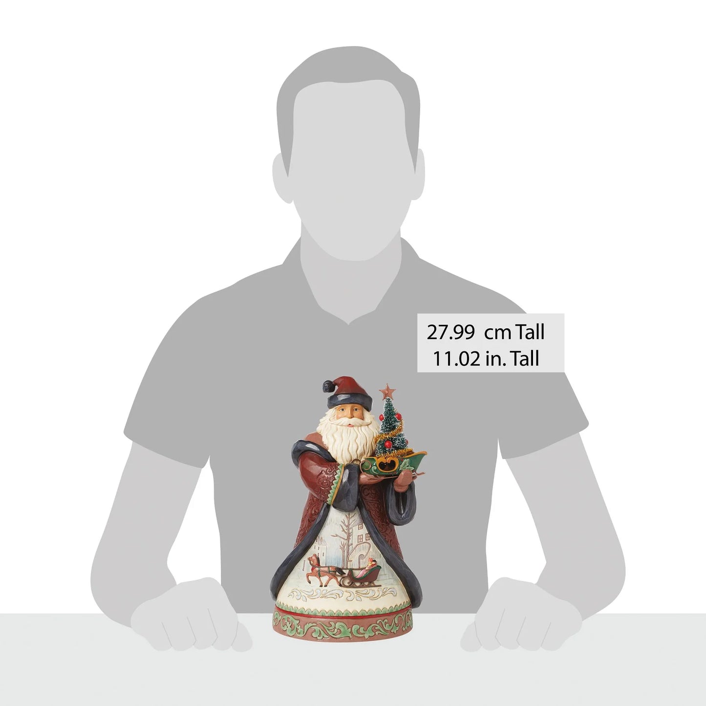 Jim ShoreManor Santa with Sled & Sisal Tree Figurine 28 cm - Heartwood Creek