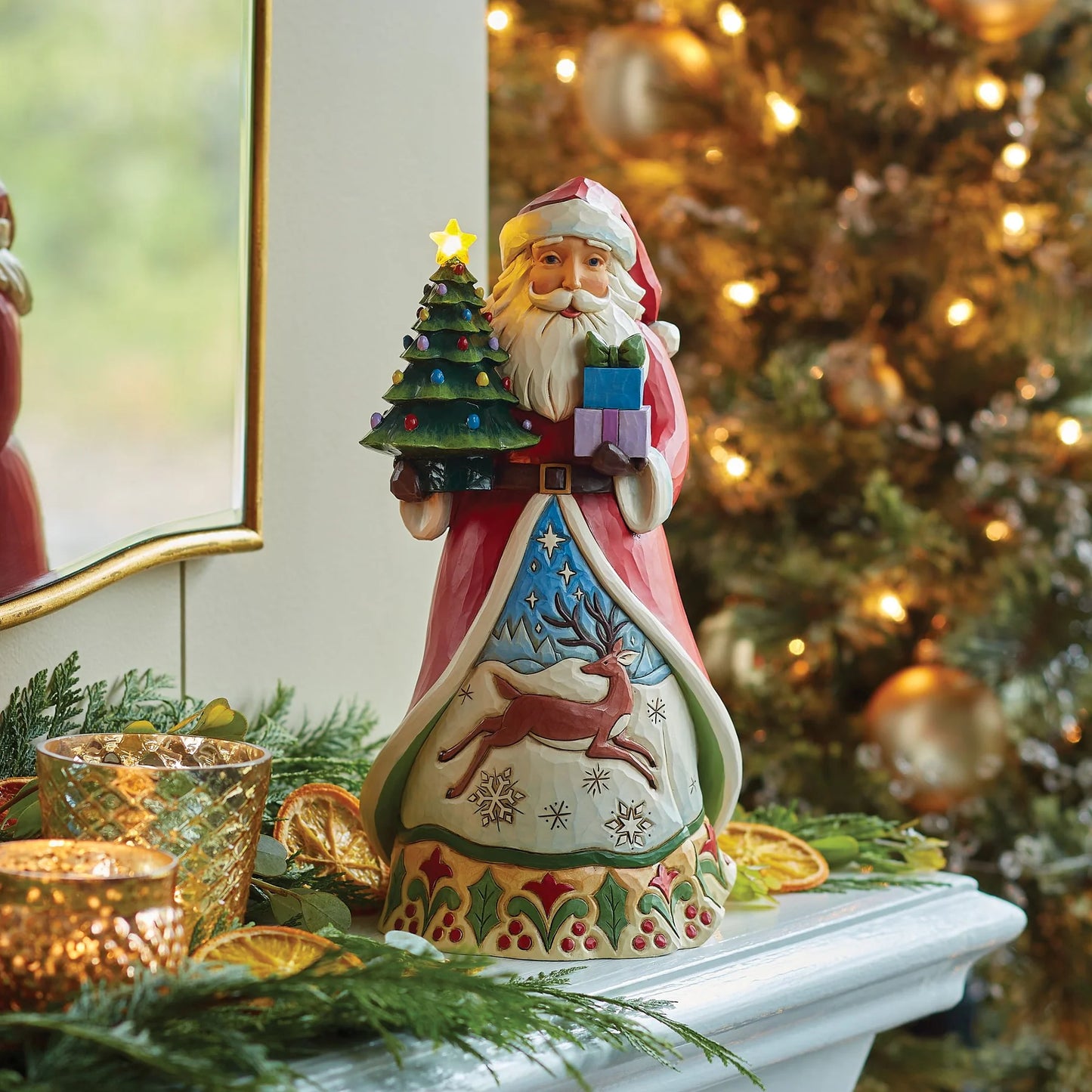 Santa with Vintage LED Tree “All Is Bright” – Jim Shore Heartwood Creek