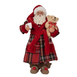 Decorazione natalizie babbo natale in vestaglia con orso
