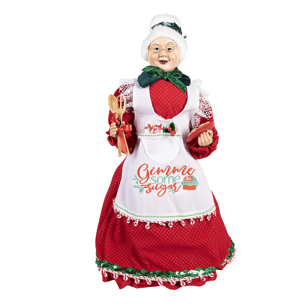 Mrs. Claus Christmas Figure with “Gimme Some Sugar” Apron