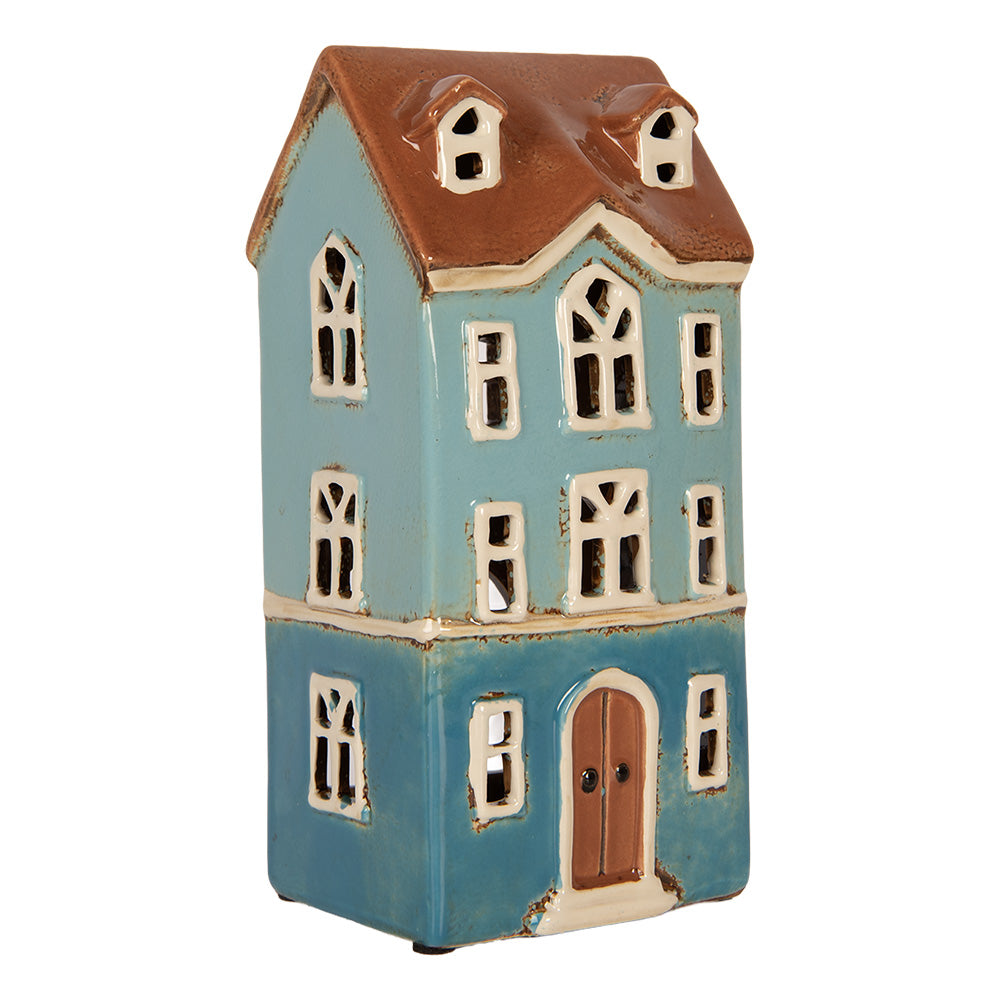 Portacandele Casetta Azzurra Marrone Clayre & Eef