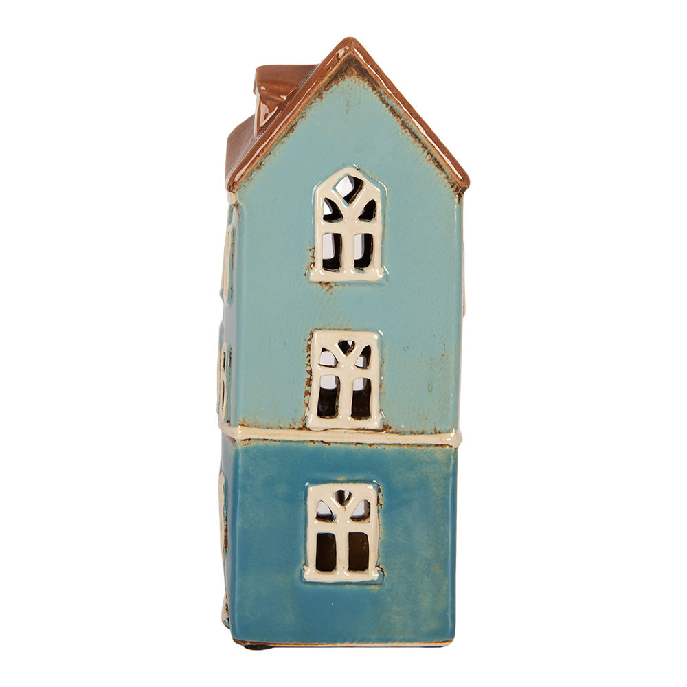 Portacandele Casetta Azzurra Marrone Clayre & Eef