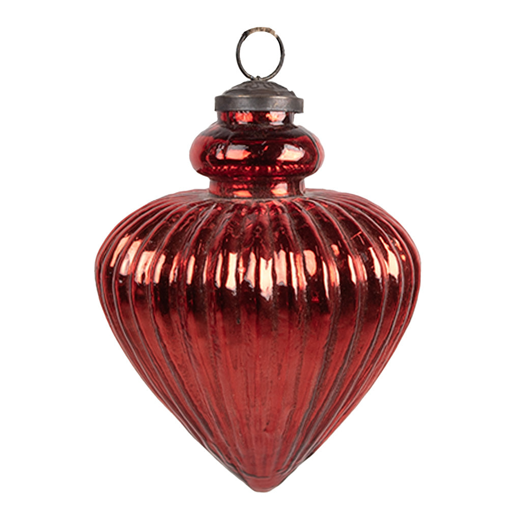 Red Glass Christmas Heart Ornament
