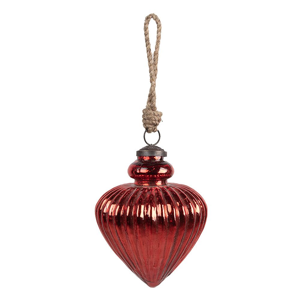 Red Glass Christmas Heart Ornament