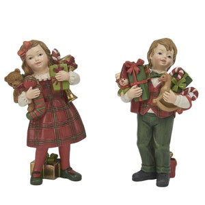 Statuette natalizie bambini con i regali