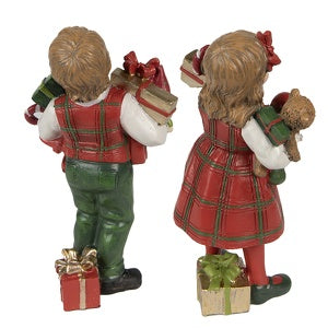 Statuette natalizie bambini con i regali