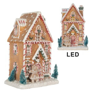 Casetta pan di zenzero con alberelli con LED