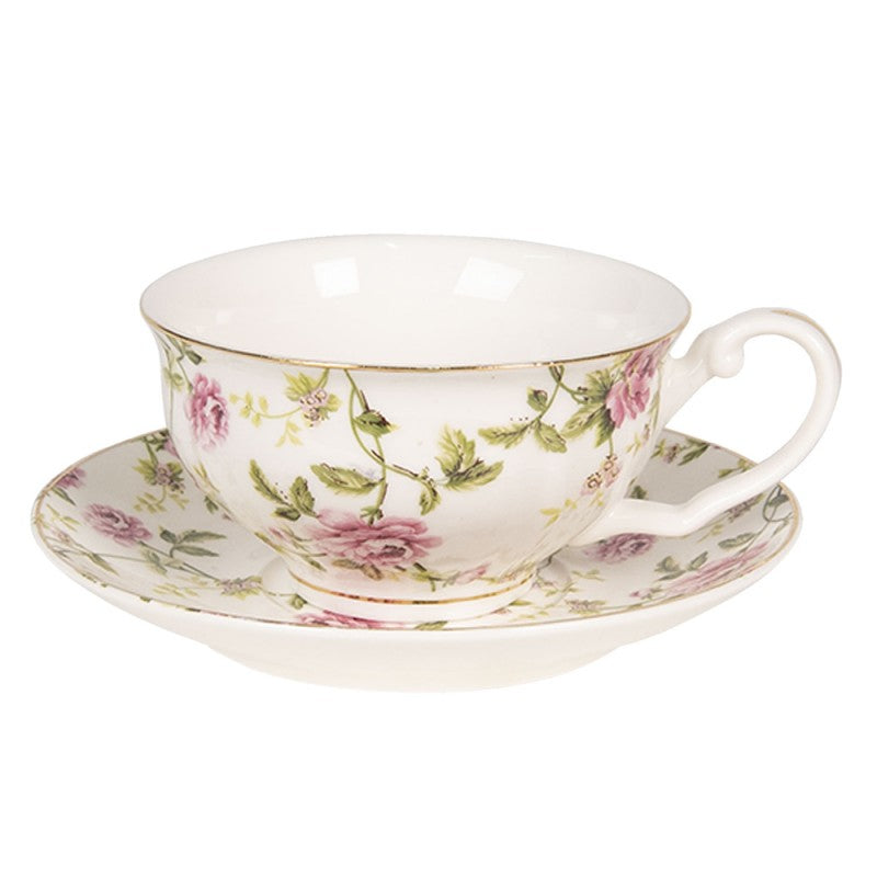 Tazza da tea con piattino rose