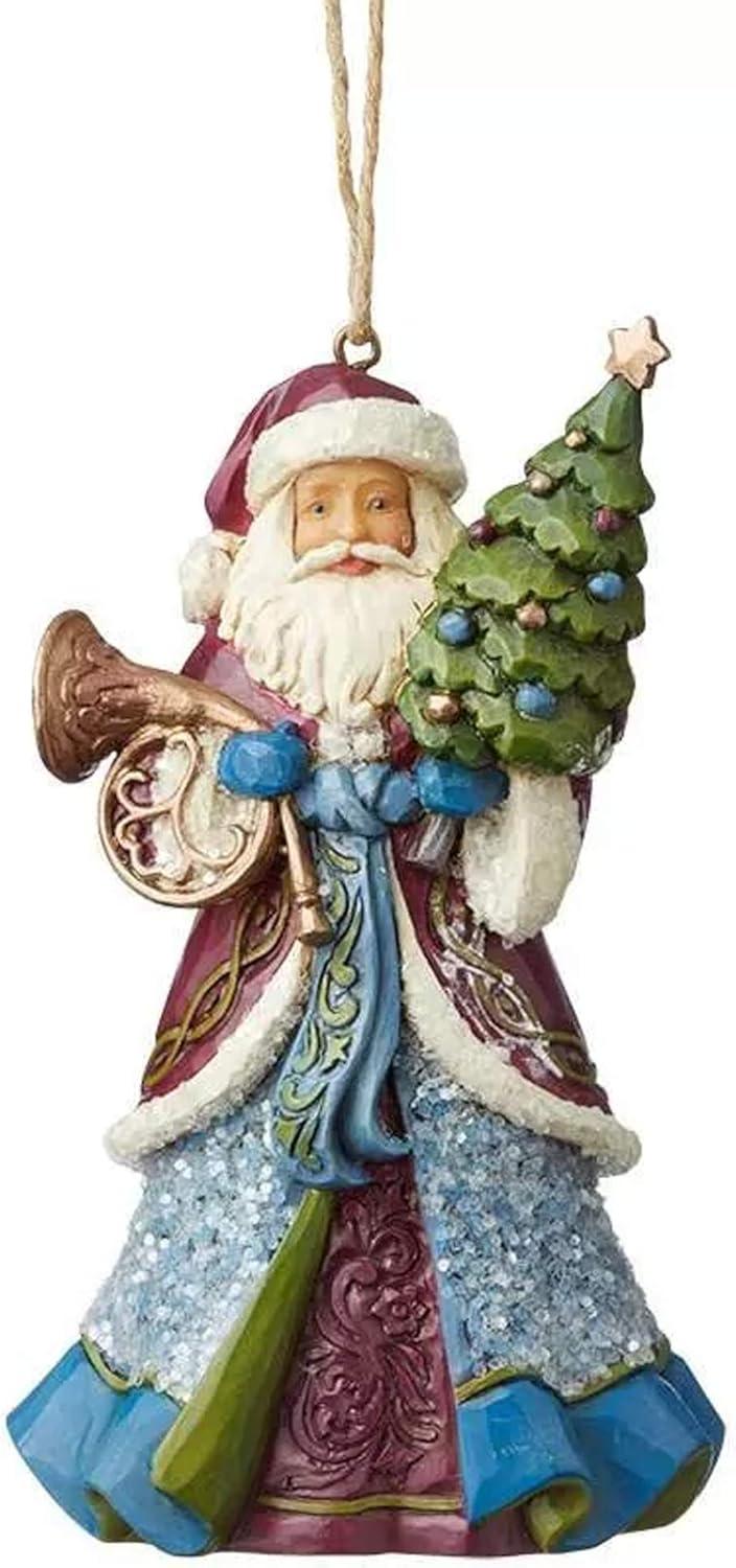 Santa with Tree and Horn Hanging Ornament – Jim Shore Heartwood Creek