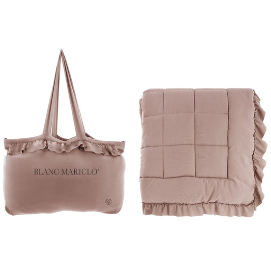 Trapunta matrimoniale con balza 250×260 – Rosa antico – Blanc Mariclò