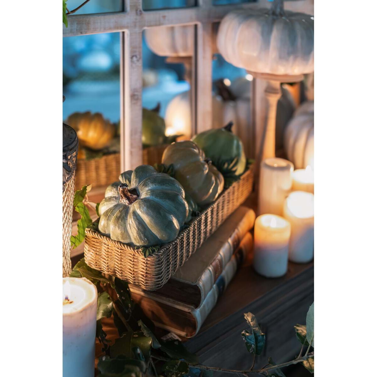 Cestino con zucche in resina – Blanc Mariclò