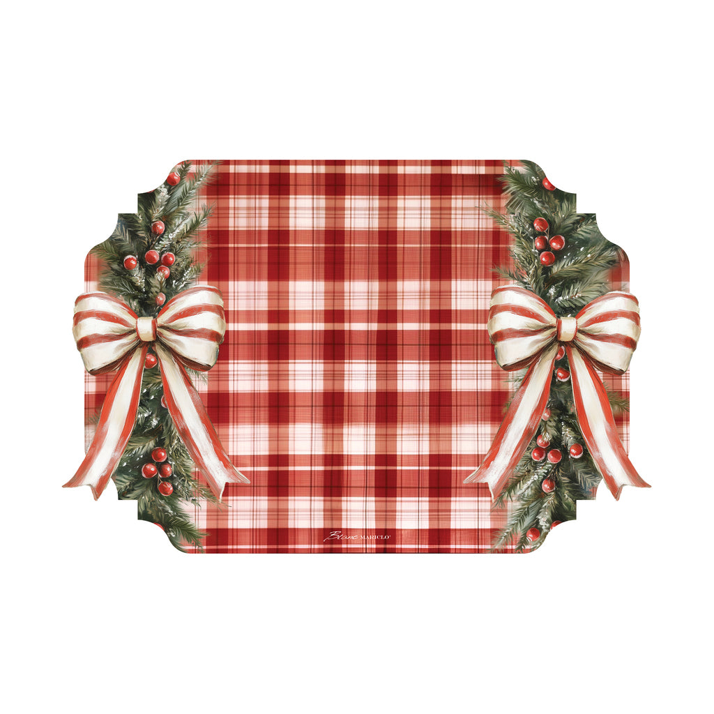 Tovaglietta natalizia scozzese in vinile Blanc Mariclò