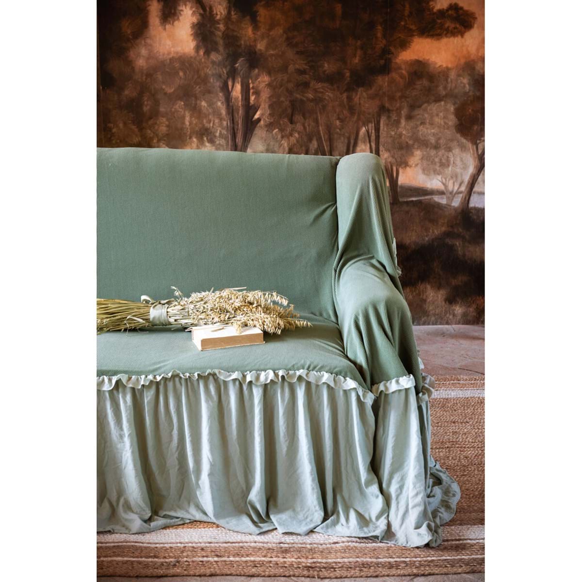 Copridivano verde con gala 160×280×50 cm – Blanc Mariclò