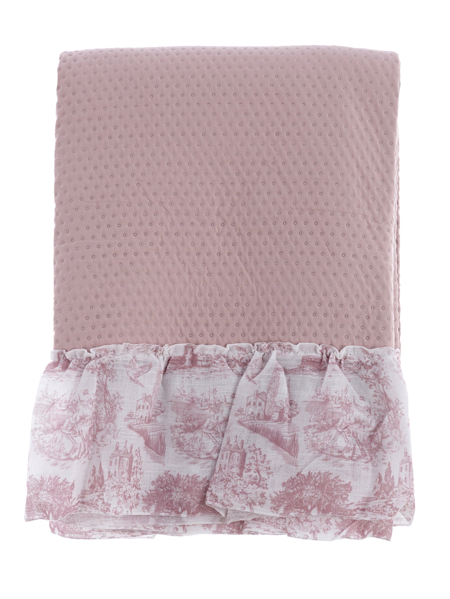 Trapunta Matrimoniale con Gala Collezione Toile de Jouy  Rosa– Blanc Mariclo