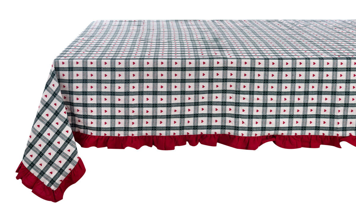 Tovaglia con gala 5 cm Cuori Incantati 150×280 cm Blanc Mariclò