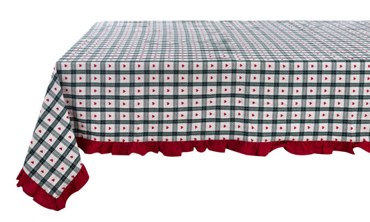 Tovaglia con gala 5 cm Cuori Incantati 150×280 cm Blanc Mariclò