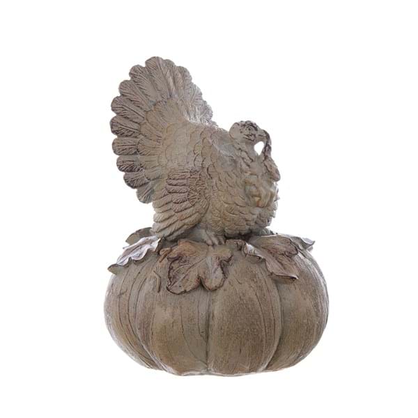 Decorazione Zucca con Tacchino in Resina Blanc Mariclò