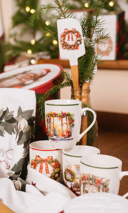 Christmas tea mug with infuser and saucer 350 ml – Nuvole di Stoffa