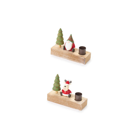 Ass. decorazione Gnomo/Renna con porta candela  – Nuvole di Stoffa