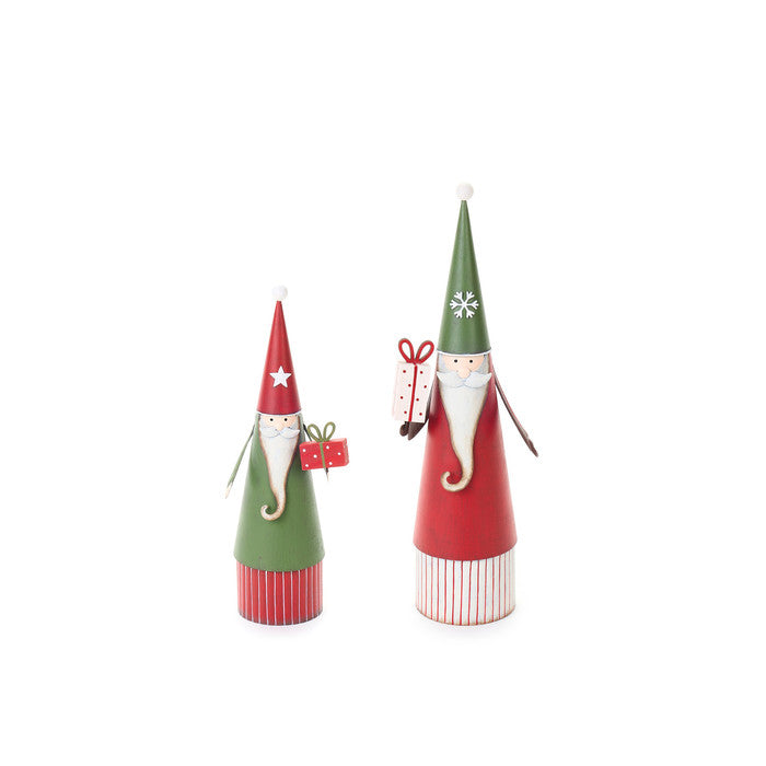 Set of 2 Santa Claus with Gift – Metal Christmas Decorations Nuvole di Stoffa