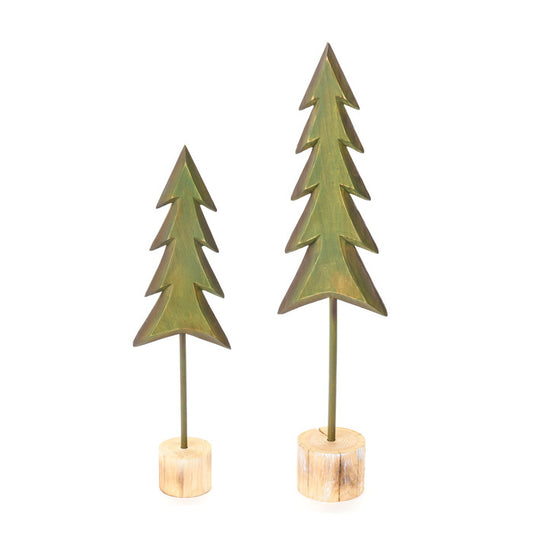 Set of 2 Decorative Trees with Wooden Base – Nuvole di Stoffa
