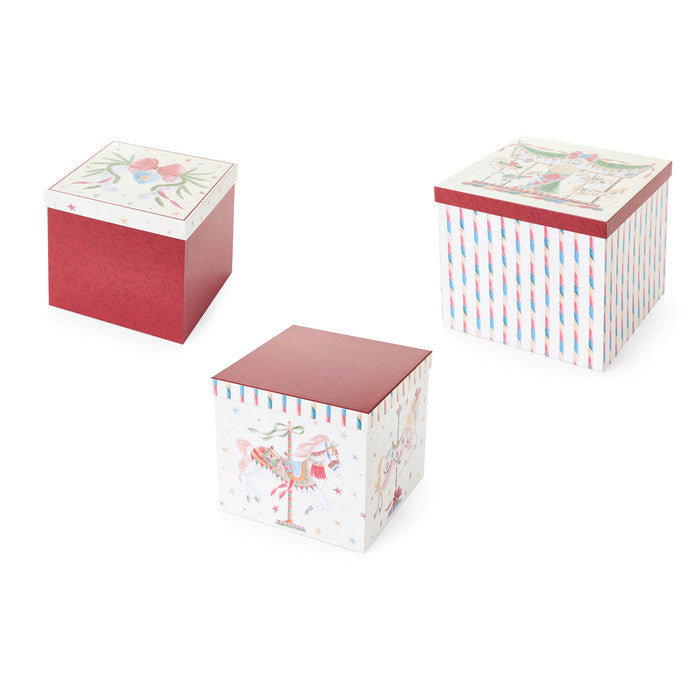Set of 3 Square Boxes La Giostra di Amélie 20/23/25 cm – Nuvole di Stoffa