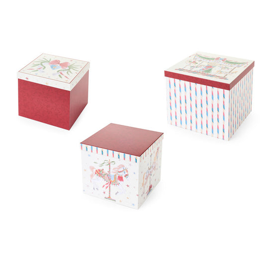 Set of 3 Square Boxes La Giostra di Amélie 20/23/25 cm – Nuvole di Stoffa