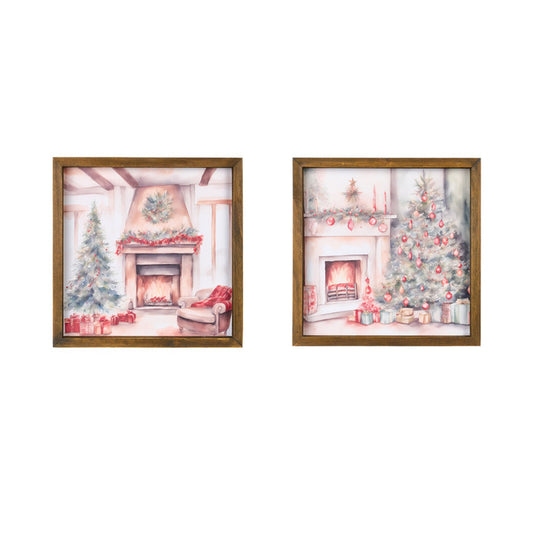 Christmas wall art with fireplace and tree – Storia di Natale – Nuvole di Stoffa