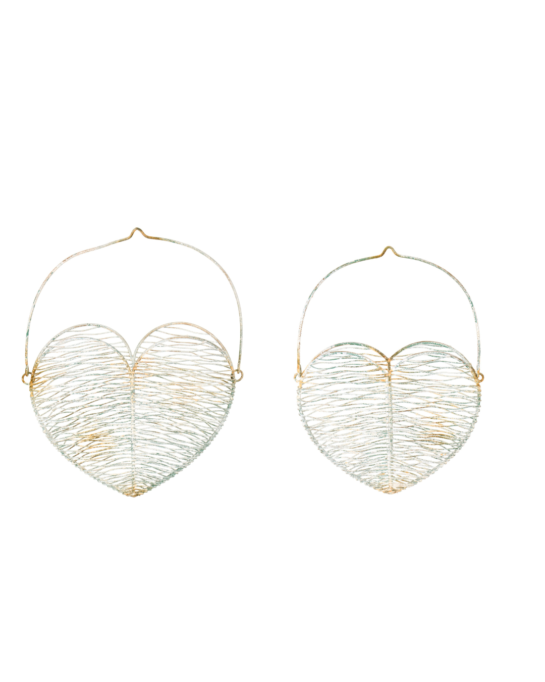 Nuvole di stoffa Set 2 cestini a cuore in metallo   "La vie en rose"