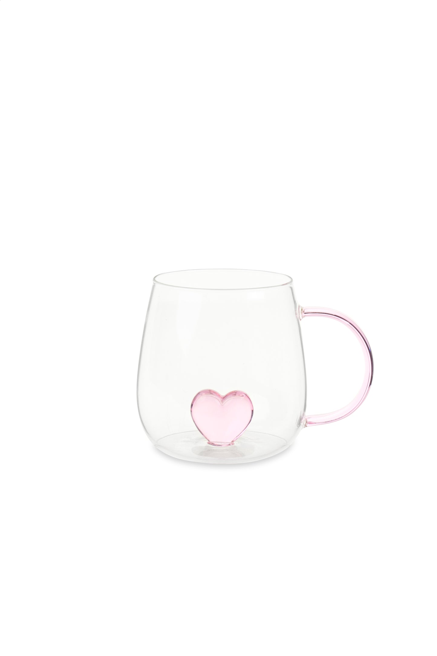 Nuvole di stoffa Tazza in vetro con cuore rosa
