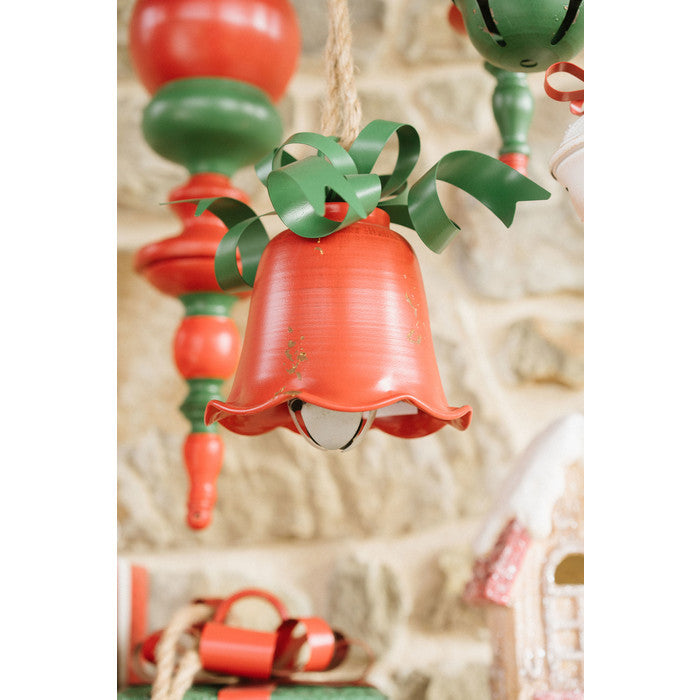 Campana natalizia rossa con fiocco Storia di Natale – Nuvole di Stoffa