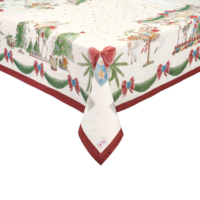 Christmas Cotton Tablecloth La Giostra di Amélie 160x260 cm – Nuvole di Stoffa