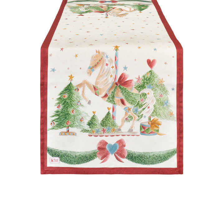 Christmas Table Runner La Giostra di Amélie 50x150 cm – Nuvole di Stoffa