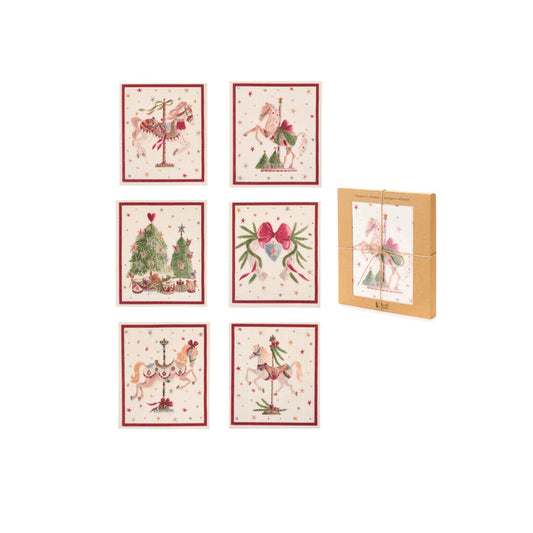 S/6 Spugne cucina La Giostra di Amélie 17.2x19.4 cm – Nuvole di Stoffa