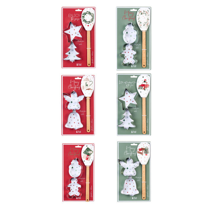 Christmas baking set with spatula and cookie cutters – Nuvole di Stoffa